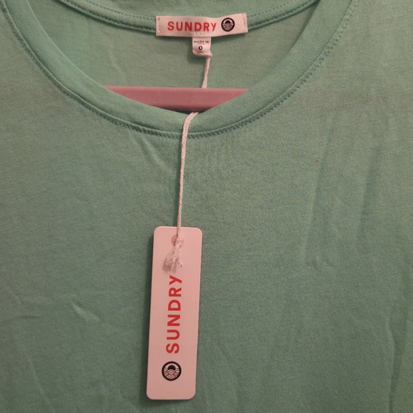 Sundry By Anthropologie Turquoise Short Sleeve Crew Neck Tee Shirt Mini Sundress - Picture 2 of 10